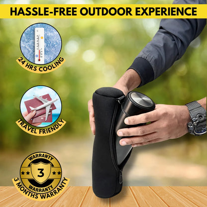 Outer Woods Insulin Cooler Bottle with Cover | 20+ Hours Cooling | Small Size 450ml Bottle | 6 x 35ml Ice Gel Packs Included