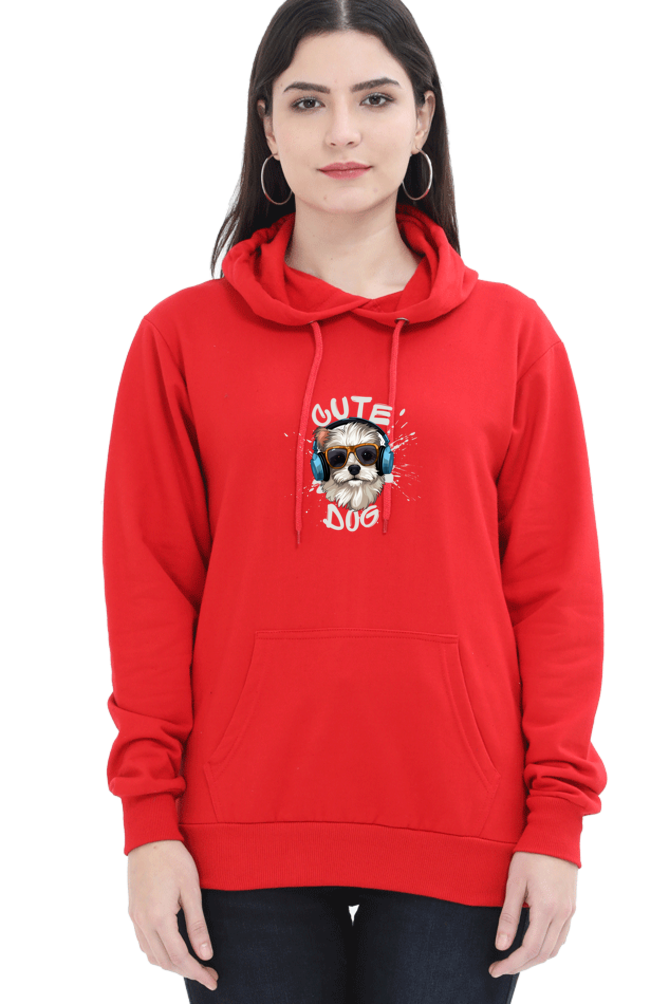 Outer Woods Women's Cute Dog Graphic Printed Hooded Sweatshirt