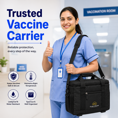 Outer Woods Insulated Vaccine Carrier Bag | 12+ Hours Cooling | 18L Vaccine Cooler Bag | 6 x 250ml Ice Gel Packs Included