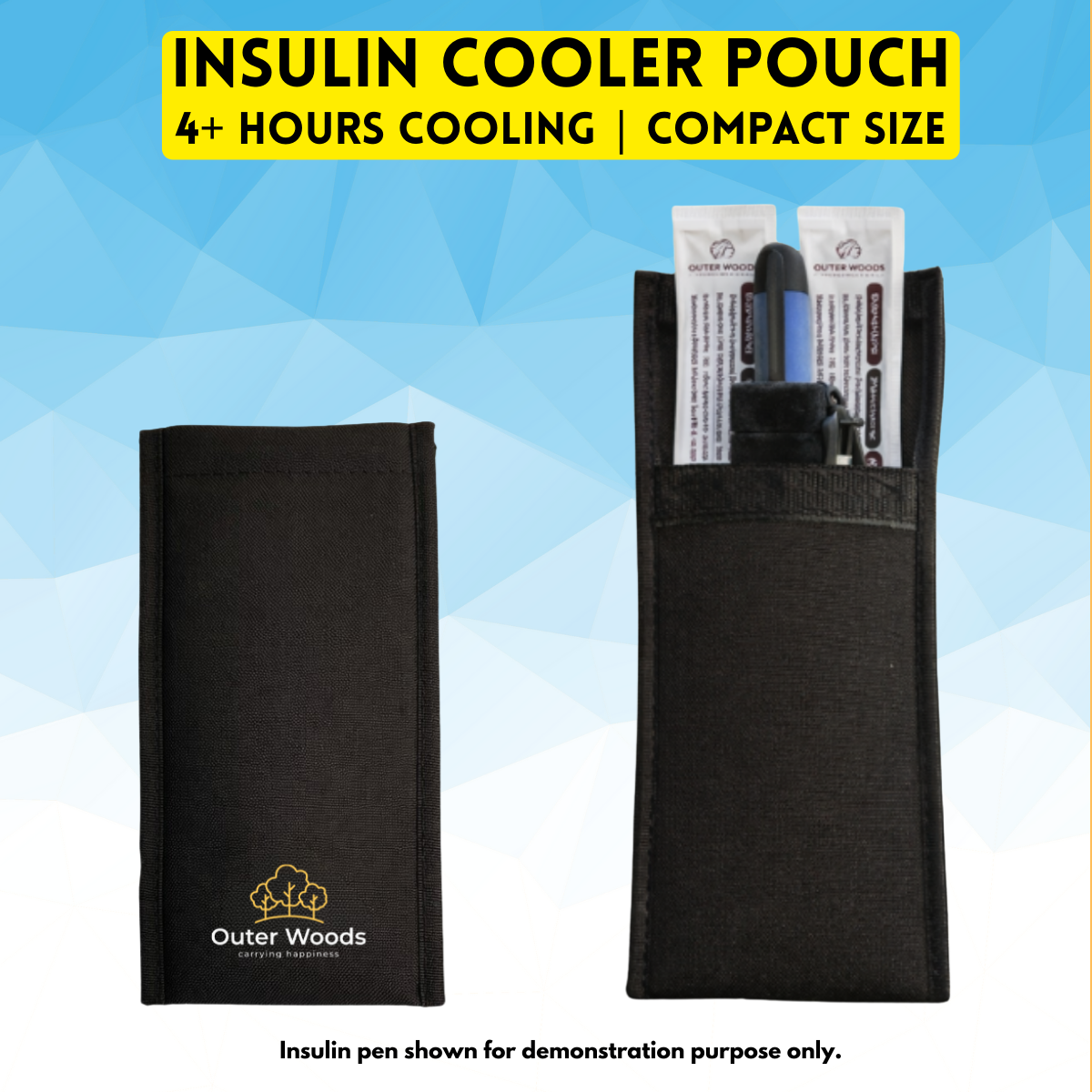Outer Woods Insulin Cooler Pouch | 4+ Hours Cooling | Compact Size | 2 x 35ml Ice Gel Packs Included