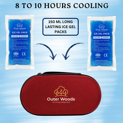 Outer Woods Insulin Cooler Bag Pro | 8+ Hours Cooling | Hard Case for Insulin Storage | 2 x 150ml Ice Gel Packs Included (Copy) (Copy)