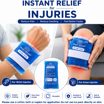 Outer Woods Ice Gel Packs 150ml Set | Non-Toxic Leak-Proof Cold Gel Pads for Picnic, Travel, Vaccine, Insulin, Food & Drinks