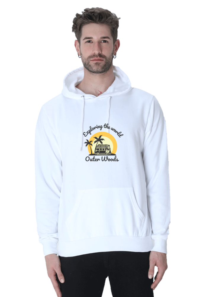  Outer Woods Men's Exploring The World Graphic Printed Hooded Sweatshirt