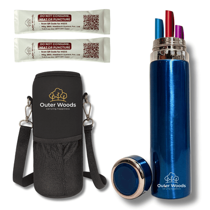 Outer Woods Blue Insulated Insulin Cooler Travel Case with Gel Packs – Large | Fits Upto 8.4 Inch insulin pen
