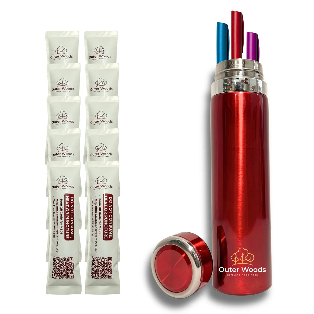 Outer Woods Insulin Coller Bottle | 20+ Hours Cooling | Large Size 1000ml Bottle | 10 x 35ml Ice Gel Packs Included