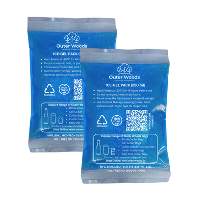 Outer Woods Ice Gel Packs Set (250ml) for Cooler Bags and Cold Therapy