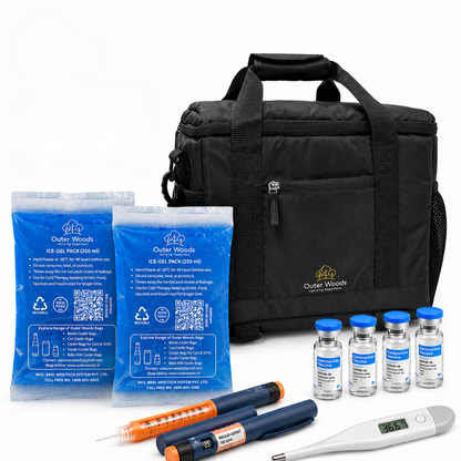 Outer Woods Insulated Vaccine Carrier Bag | 12+ Hours Cooling | 18L Vaccine Cooler Bag | 6 x 250ml Ice Gel Packs Included
