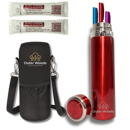 Outer Woods Red Insulin Travel Cooler Case – Stainless Steel Bottle with 10 Gel Packs