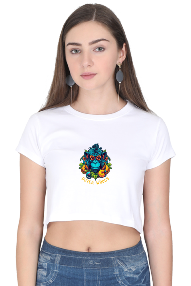  Outer Woods Women's Wild Monkey Graphic Printed Crop Top