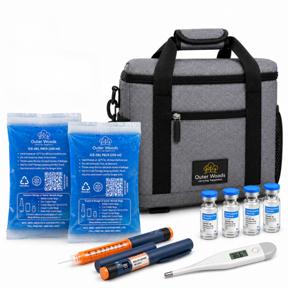 Outer Woods Insulated Vaccine Carrier Bag | 12+ Hours Cooling | 18L Vaccine Cooler Bag | 6 x 250ml Ice Gel Packs Included