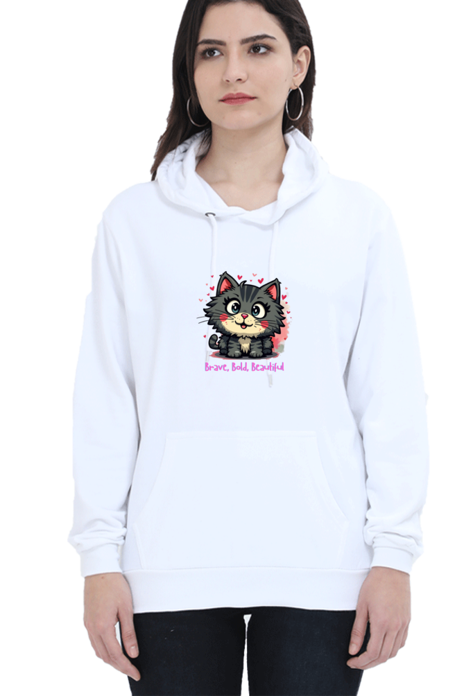 Outer Woods Women's Brave Bold Beautiful Graphic Printed Hooded Sweatshirt