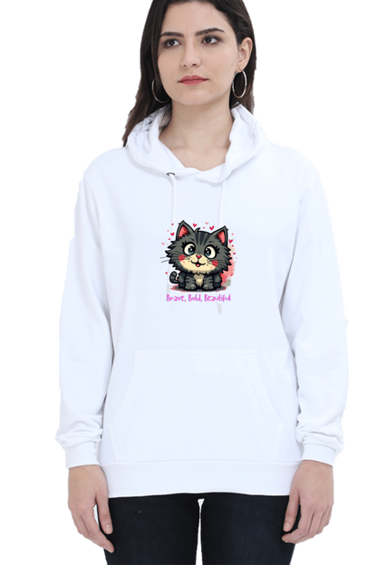 Outer Woods Women's Brave Bold Beautiful Graphic Printed Hooded Sweatshirt