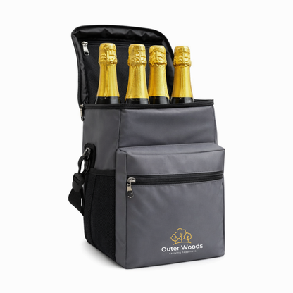 Outer Woods Insulated 4 Bottle Cooler Bag | 6+ Hours Cooling | Fits 4 x 1000ml Bottles | 4 x 100ml Ice Gel Packs Included