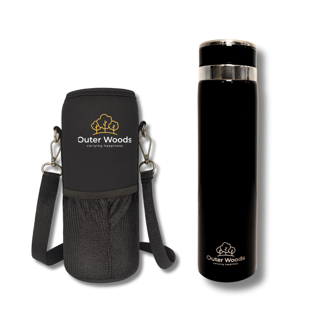 Outer Woods Premium Insulated Thermos Flask large 1000 ml with protective neoprene case
