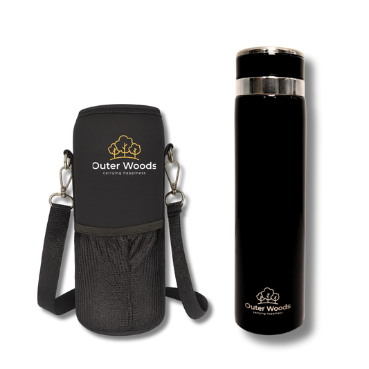 Outer Woods Premium Insulated Thermos Flask large 1000 ml with protective neoprene case