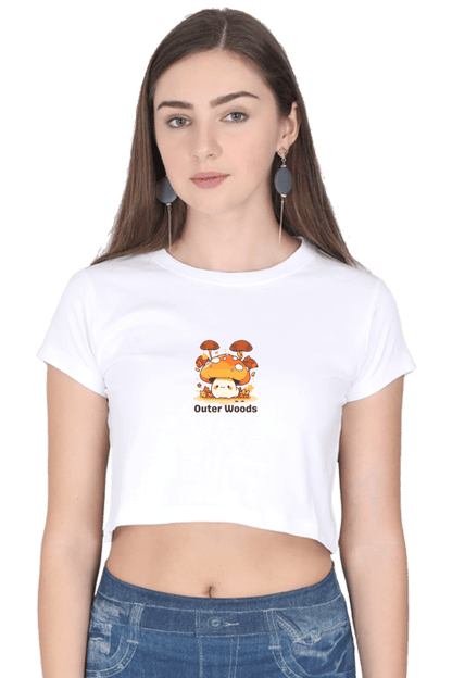  Outer Woods Women's Mushrooms Graphic Printed Crop Top