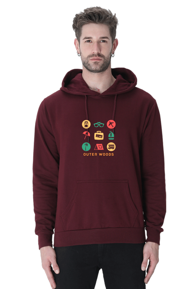 Outer Woods Men's Travel Graphic Printed Hooded Sweatshirt