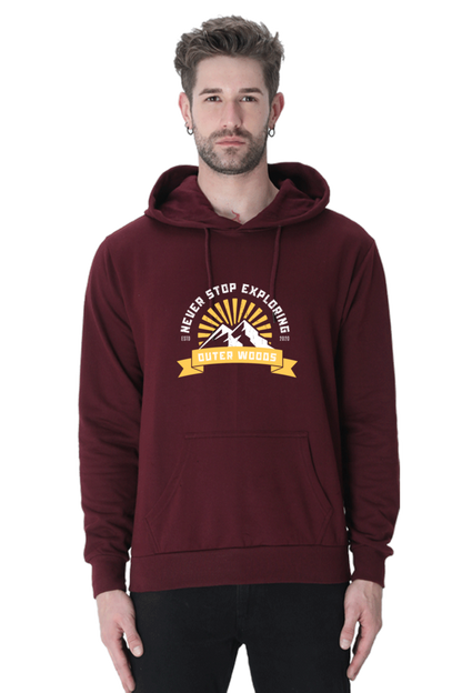  Outer Woods Men's Never Stop Exploring Graphic Printed Hooded Sweatshirt