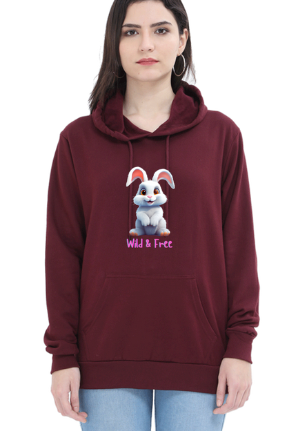 Outer Woods Women's Wild and Free Graphic Printed Hooded Sweatshirt