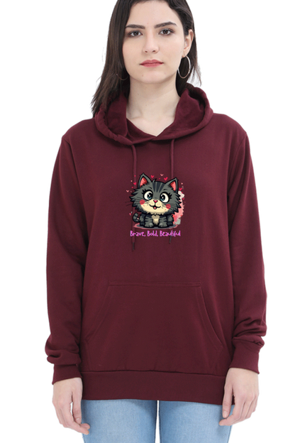 Outer Woods Women's Brave Bold Beautiful Graphic Printed Hooded Sweatshirt