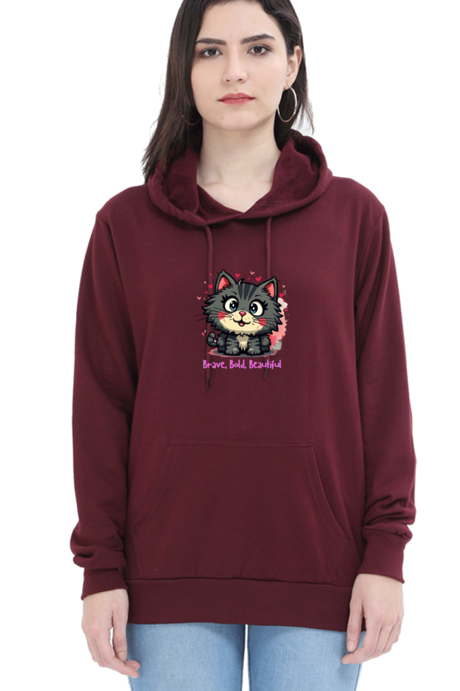 Outer Woods Women's Brave Bold Beautiful Graphic Printed Hooded Sweatshirt