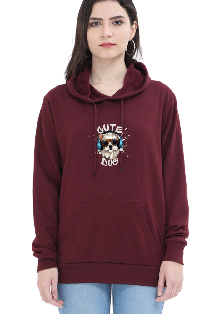 Outer Woods Women's Cute Dog Graphic Printed Hooded Sweatshirt