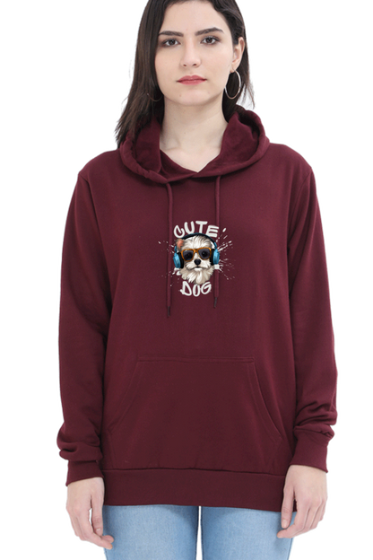 Outer Woods Women's Cute Dog Graphic Printed Hooded Sweatshirt