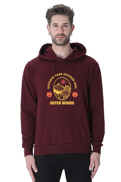  Outer Woods Men's Discover Your Outdoor Soul Graphic Printed Hooded Sweatshirt