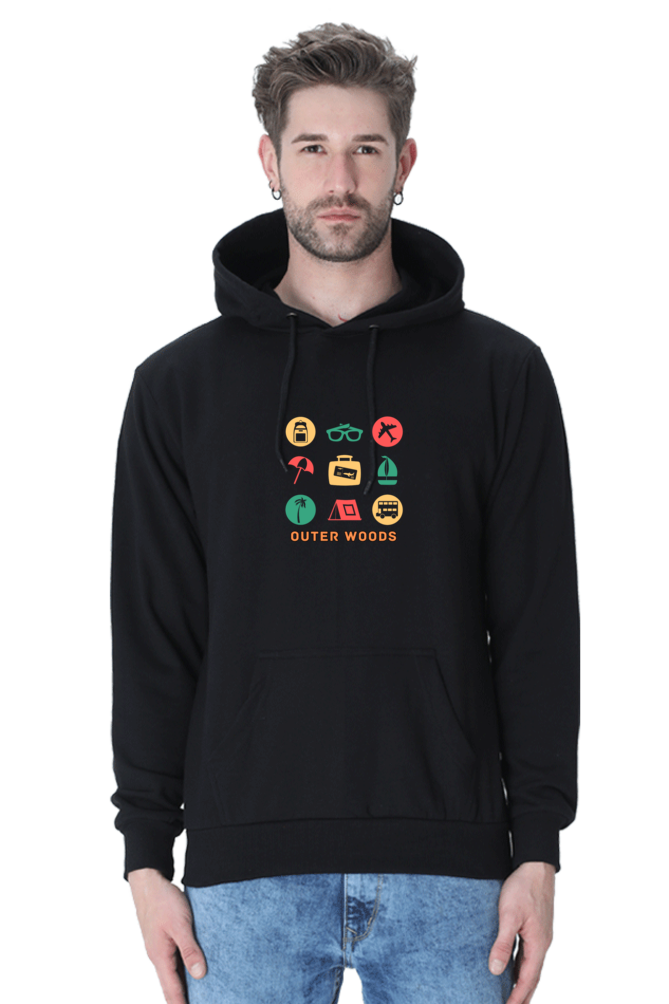 Outer Woods Men's Travel Graphic Printed Hooded Sweatshirt