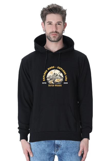 Outer Woods Men's Explore More Explore Life Graphic Printed Hooded Sweatshirt