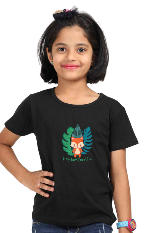 Outer Woods Girl's Graphic Printed T-Shirt - Tiny But Terrific