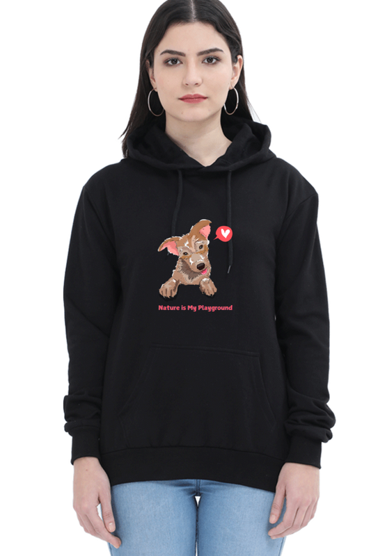 Outer Woods Women's Nature is My Playground Graphic Printed Hooded Sweatshirt