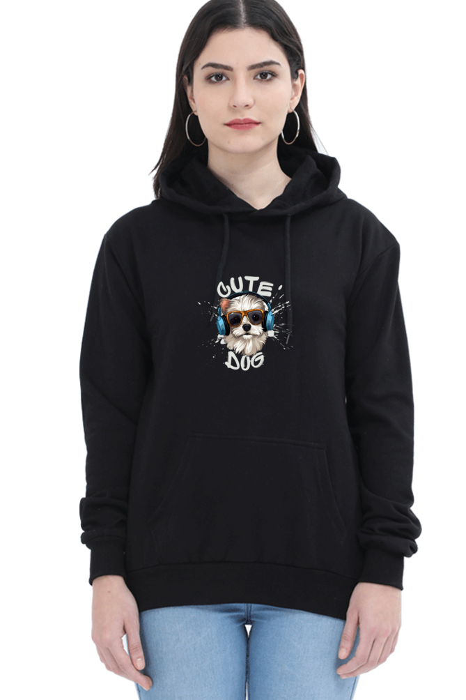 Outer Woods Women's Cute Dog Graphic Printed Hooded Sweatshirt