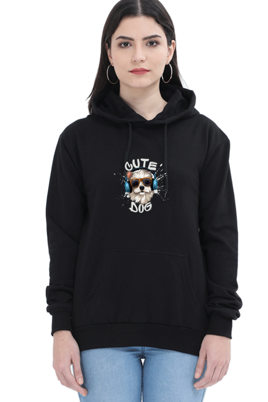 Outer Woods Women's Cute Dog Graphic Printed Hooded Sweatshirt