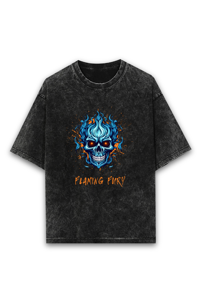 View details for Outer Woods Men's Acid Wash Flaming Fury Printed T-Shirt Outer Woods Men's Acid Wash Flaming Fury Printed T-Shirt