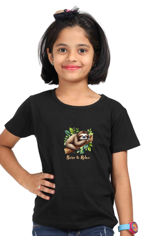 Outer Woods Girl's Graphic Printed T-Shirt - Born to Relax