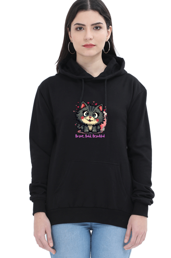 Outer Woods Women's Brave Bold Beautiful Graphic Printed Hooded Sweatshirt