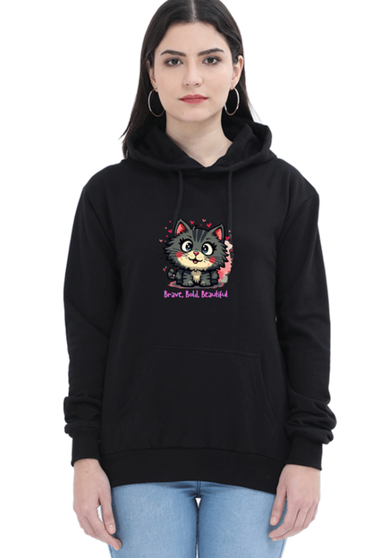 Outer Woods Women's Brave Bold Beautiful Graphic Printed Hooded Sweatshirt