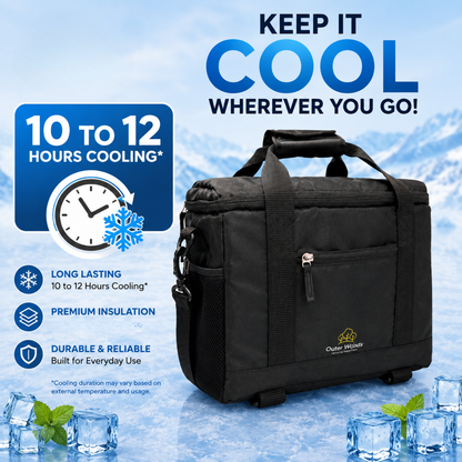 Outer Woods Insulated Vaccine Carrier Bag | 12+ Hours Cooling | 18L Vaccine Cooler Bag | 6 x 250ml Ice Gel Packs Included
