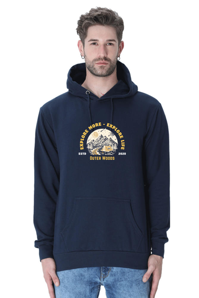 Outer Woods Men's Explore More Explore Life Graphic Printed Hooded Sweatshirt