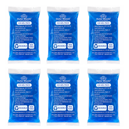 Outer Woods Ice Gel Packs 150ml Set | Non-Toxic Leak-Proof Cold Gel Pads for Picnic, Travel, Vaccine, Insulin, Food & Drinks