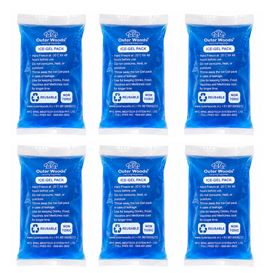 Outer Woods Ice Gel Packs 150ml Set | Non-Toxic Leak-Proof Cold Gel Pads for Picnic, Travel, Vaccine, Insulin, Food & Drinks