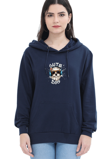 Outer Woods Women's Cute Dog Graphic Printed Hooded Sweatshirt