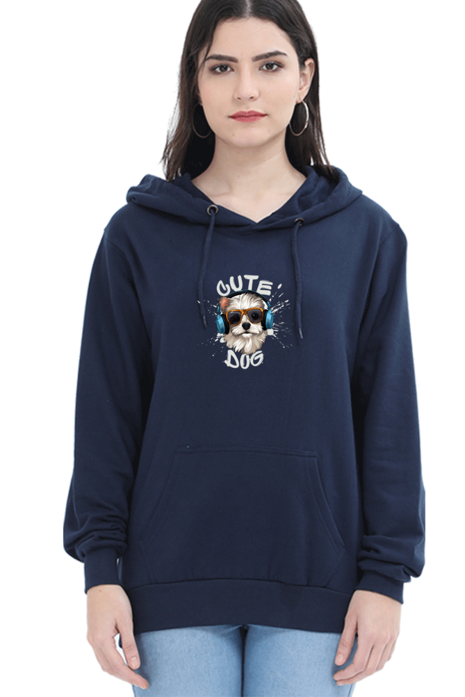 Outer Woods Women's Cute Dog Graphic Printed Hooded Sweatshirt