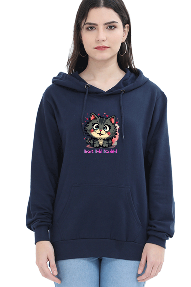 Outer Woods Women's Brave Bold Beautiful Graphic Printed Hooded Sweatshirt