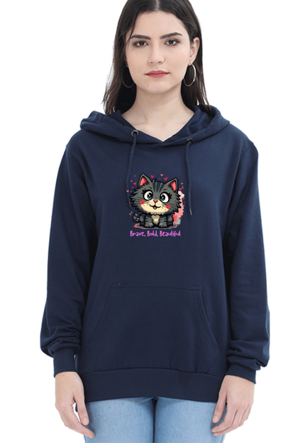 Outer Woods Women's Brave Bold Beautiful Graphic Printed Hooded Sweatshirt