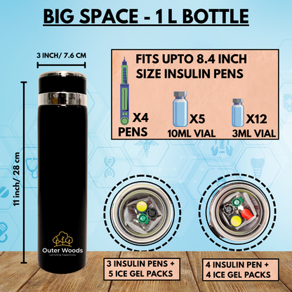 Outer Woods Insulated Insulin Bottle Cooler Travel Case - Large