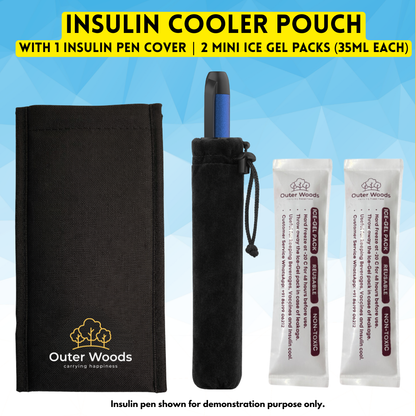 Outer Woods Insulin Cooler Pouch | 4+ Hours Cooling | Compact Size | 2 x 35ml Ice Gel Packs Included