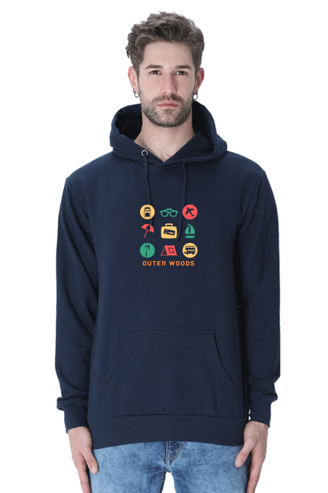 Outer Woods Men's Travel Graphic Printed Hooded Sweatshirt