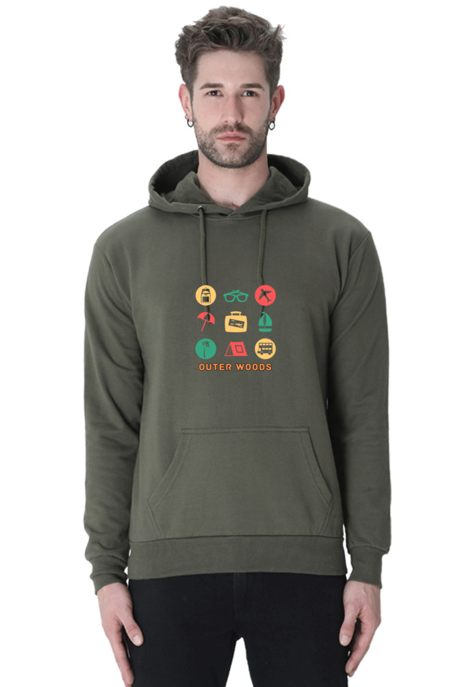 Outer Woods Men's Travel Graphic Printed Hooded Sweatshirt